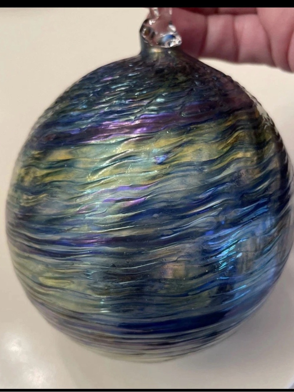 Vintage Murano Decorative Blue/Green Hand Blown Glass Christmas Ornament